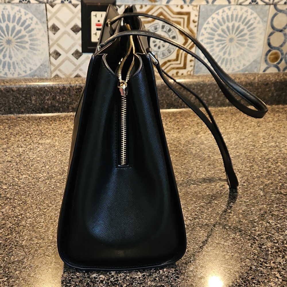 Kate Spade Madison Saffiano Leather Large Laptop Tote Bag in Black - Picture 10 of 11